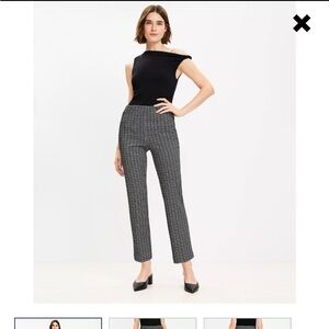Women's Black and Gray Checkered Pants Loft